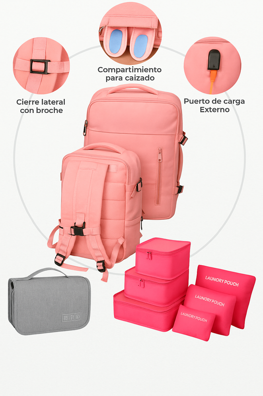 MORRAL VIRAL PREMIUM CON EXPANSIÓN + ORGANIZADOR DE 6 BOLSAS + NECESER
