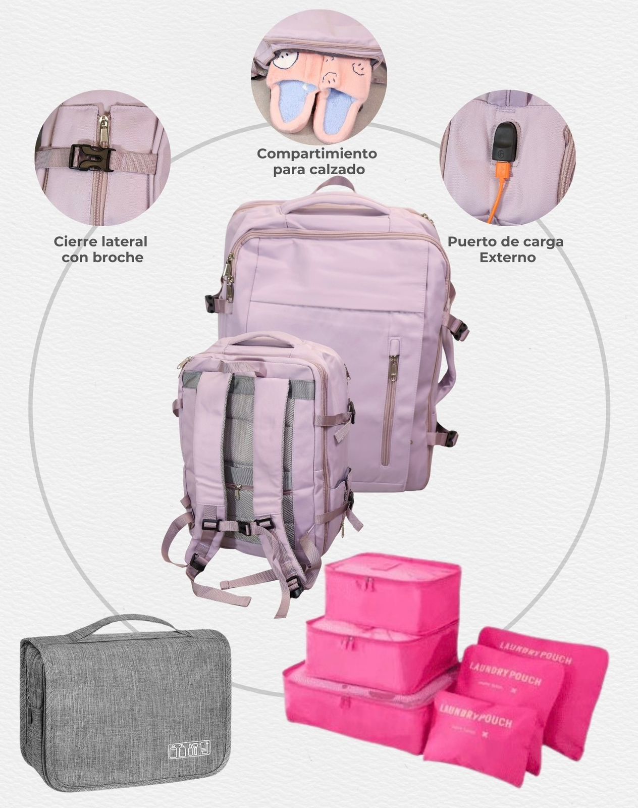 MORRAL VIRAL PREMIUM CON EXPANSIÓN + ORGANIZADOR POR 6 BOLSAS + NECESER